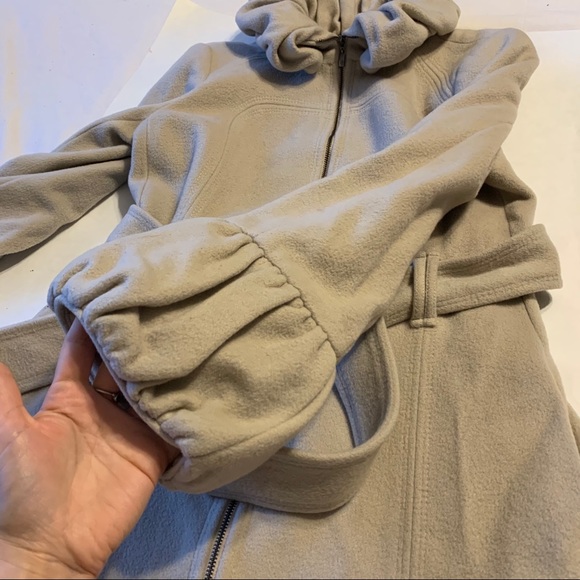 Small Zara Woman cream wool blend tie waist peacoat - Picture 8 of 14